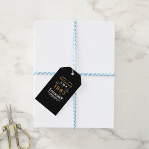 Étiquettes-cadeau 60th Birthday 1963 Ajouter Nom Legendary Black Gol