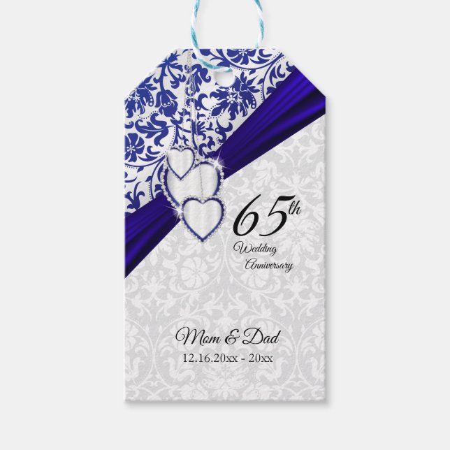 Étiquettes-cadeau 65e anniversaire du Mariage Sapphire (Devant)