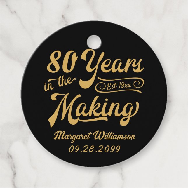 Étiquettes Cadeau 80e anniversaire ou toute année rétro en devenir (Devant)