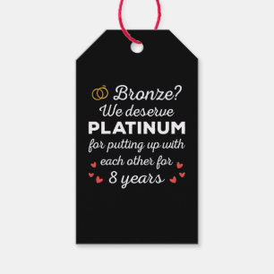 Étiquettes-cadeau 8ème anniversaire Mariage I - Bronze Funny Couple