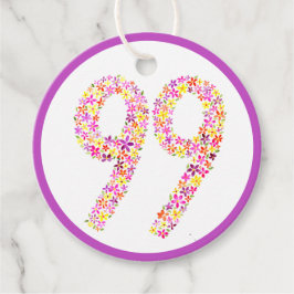 Étiquettes Cadeau 99e fête d'anniversaire fleur jaune violet Favor