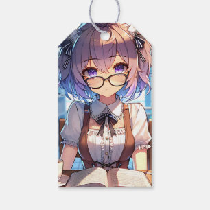 Étiquettes-cadeau A et de l'anniversaire Anime Girl