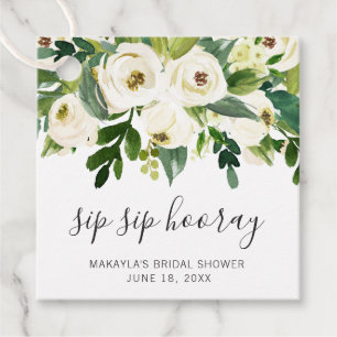 Étiquettes Cadeau À la santé Élégant Fleurs Blanches Mariage