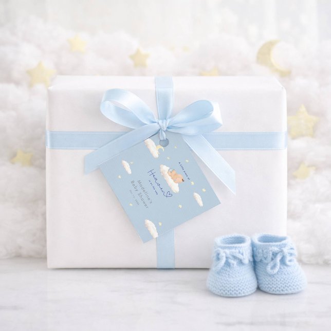 Étiquettes Cadeau A Little Piece of Heaven Clouds Baby Boy Shower (Créateur téléchargé)