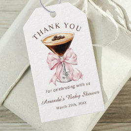 Étiquettes-cadeau A tini One Espresso Martini Pink Bow Baby Shower