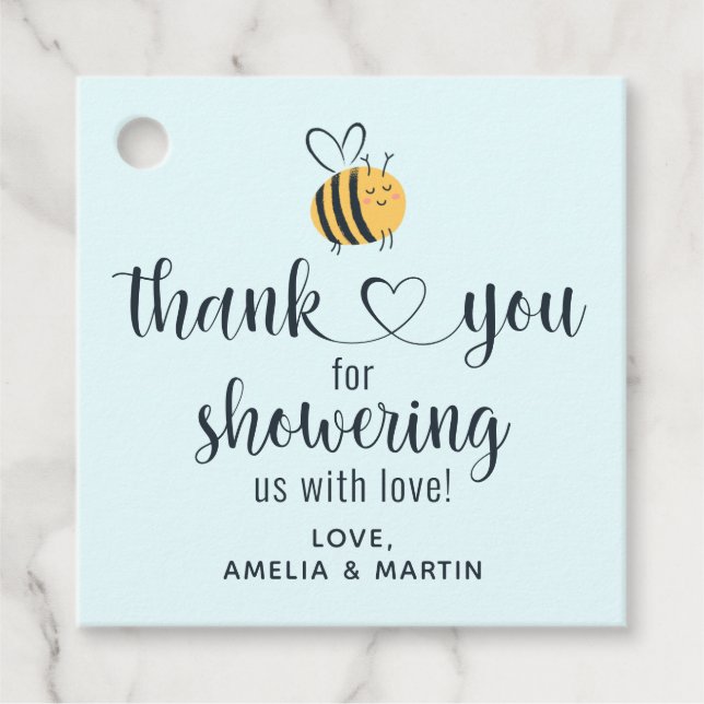 Étiquettes Cadeau Abeille Merci Pour Nous Avoir Détenus Avec Amour (Devant)