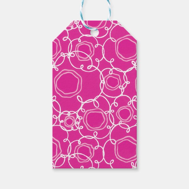 Étiquettes-cadeau Abstract Floral Matrix (Hot Pink) Fine Art (Devant)