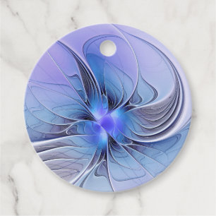 Étiquettes Cadeau Abstrait Moderne Fractale Lavande Bleu Personnalis