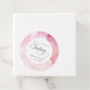 Étiquettes Cadeau Abstrait Pastel rose pourpre doux 16 Anniversaire