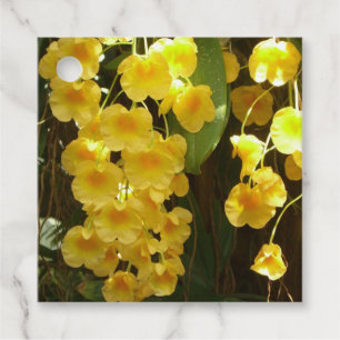 Étiquettes Cadeau Accrocher les orchidées jaunes Fleurs tropicales