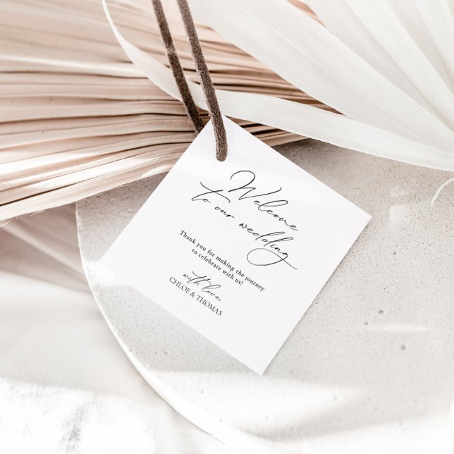 Étiquettes Cadeau Accueil Élégant Et Minimal À Notre Mariage (Créateur téléchargé)