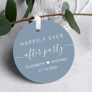 Étiquettes Cadeau Accueil Mariage bleu Dusty Après Merci de fête