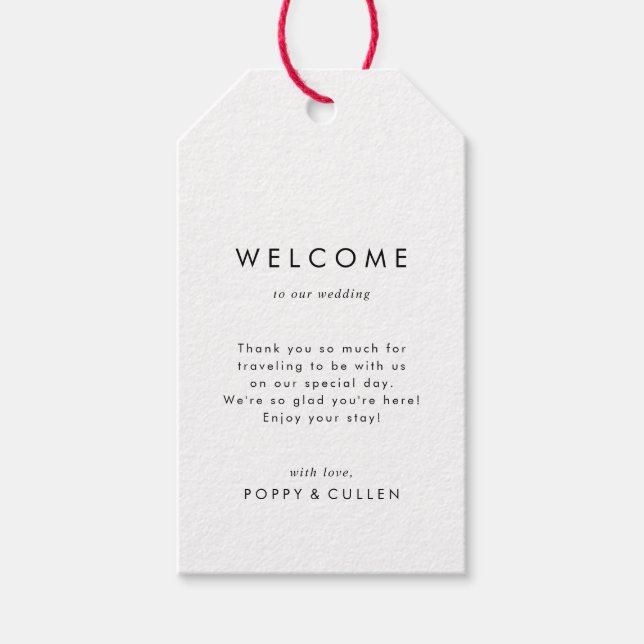 Étiquettes-cadeau Accueil Mariage de typographie chic (Devant)