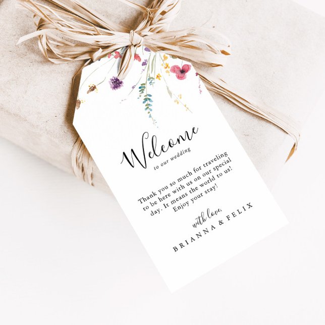 Étiquettes-cadeau Accueil Mariage floral sauvage couleur classique (Créateur téléchargé)