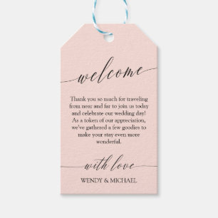 Étiquettes-cadeau Accueil minimal du Mariage Black Blush Delicate