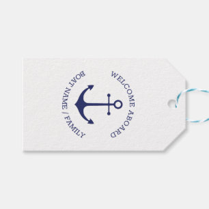 Étiquettes-cadeau Accueil personnalisé Nom de bord ancre nautique