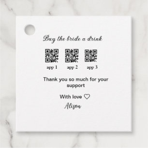 Étiquettes Cadeau achetez une boisson à la mariée scannez le code QR