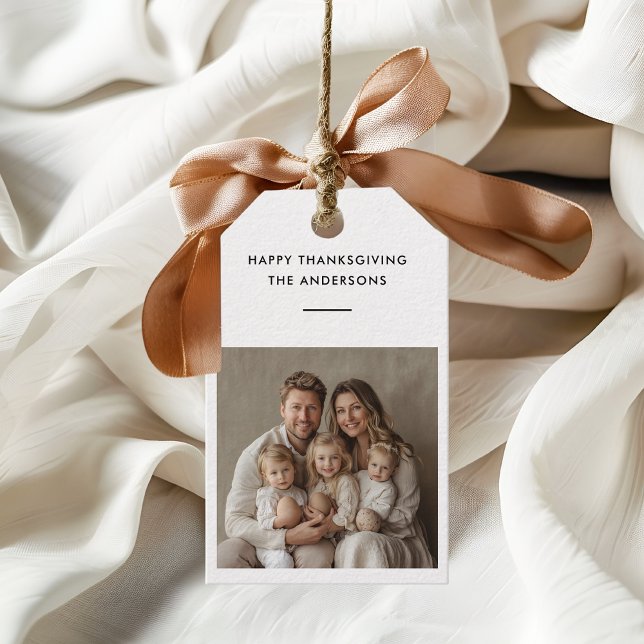 Étiquettes-cadeau Action de grâce avec photos de famille personnalis (Créateur téléchargé)