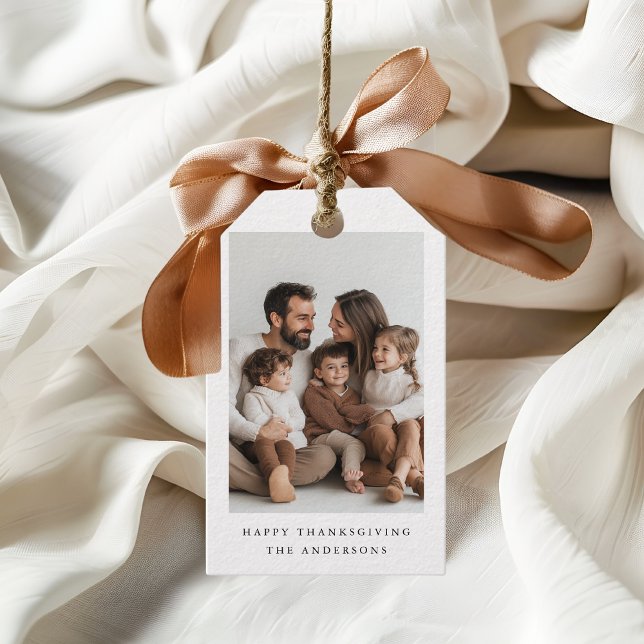 Étiquettes-cadeau Action de grâce avec photos de famille personnalis (Créateur téléchargé)