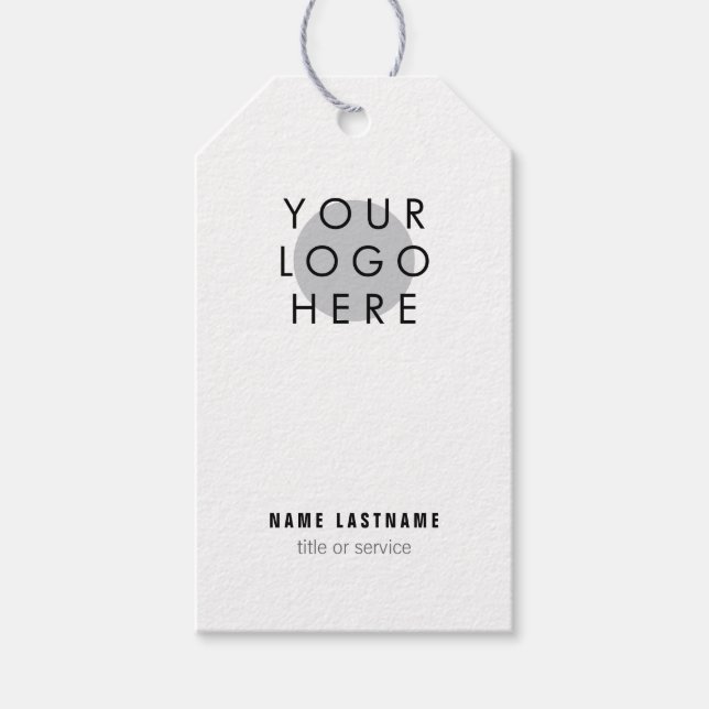 Étiquettes-cadeau Add Logo Minimalist Black White Business Card (Devant)