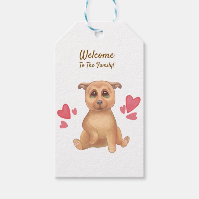 Étiquettes-cadeau adopter un chien mignon de jour (Devant)