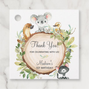 Étiquettes Cadeau Adorable Animaux australiens Koala Leafy Merci