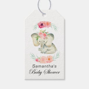 Étiquettes-cadeau Adorable bébé éléphant Baby shower de fille