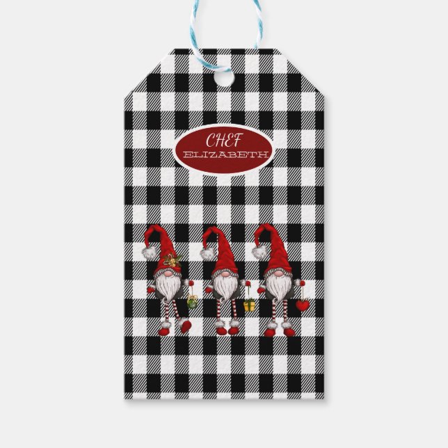 Étiquettes-cadeau Adorable Mignonne Gnomes Buffalo Plaid (Devant)