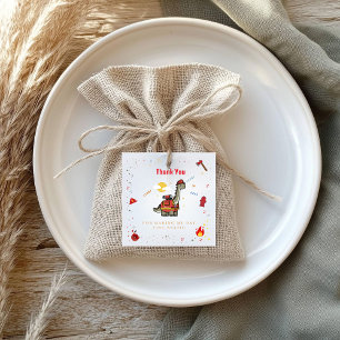 Étiquettes Cadeau Adorable pompier Dino anniversaire