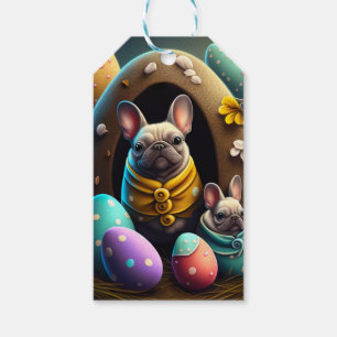 Étiquettes-cadeau Adorable Pug avec des œufs de Pâques Un thème fest