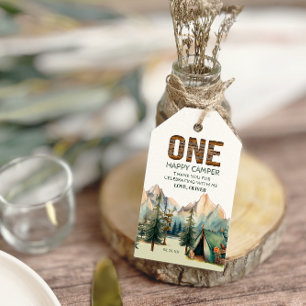 Étiquettes-cadeau Adventure Attend Happy Camper Anniversaire Favoris