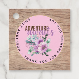 Étiquettes Cadeau Adventure Attend le Baby shower de fleurs violette