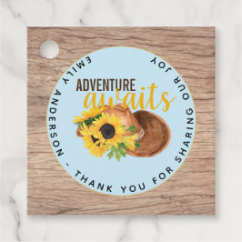 Étiquettes Cadeau Adventure Attend le Baby shower rustique des tourn