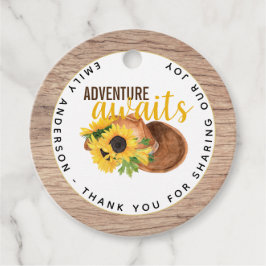 Étiquettes Cadeau Adventure Attend le Baby shower rustique des tourn