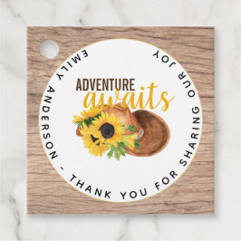 Étiquettes Cadeau Adventure Attend le Baby shower rustique des tourn
