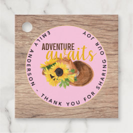 Étiquettes Cadeau Adventure Attend le Baby shower rustique des tourn