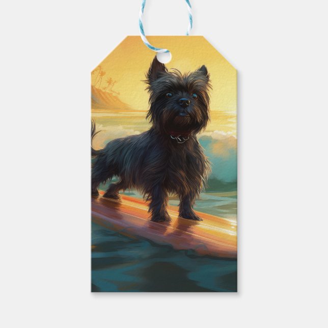 Étiquettes-cadeau Affenpinscher Beach Surf Peinture (Devant)