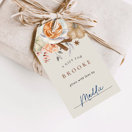 Étiquettes-cadeau Affichage de Baby Shower Citrouille Spice d'automn