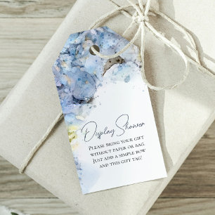 Étiquettes-cadeau Affichage de fleurs d'hortensia bleues aquarelle p