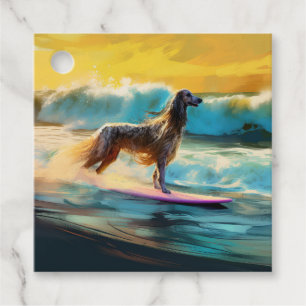 Étiquettes Cadeau Afghan Hound Beach Surf Peinture