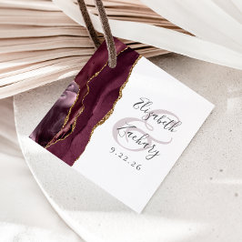 Étiquettes Cadeau Agate Géode Script Mariage Or Bourgogne