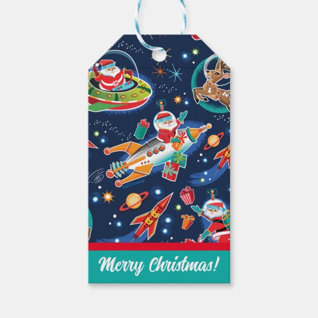 Étiquettes-cadeau Âge de l'espace Père Noël Noël (Devant)