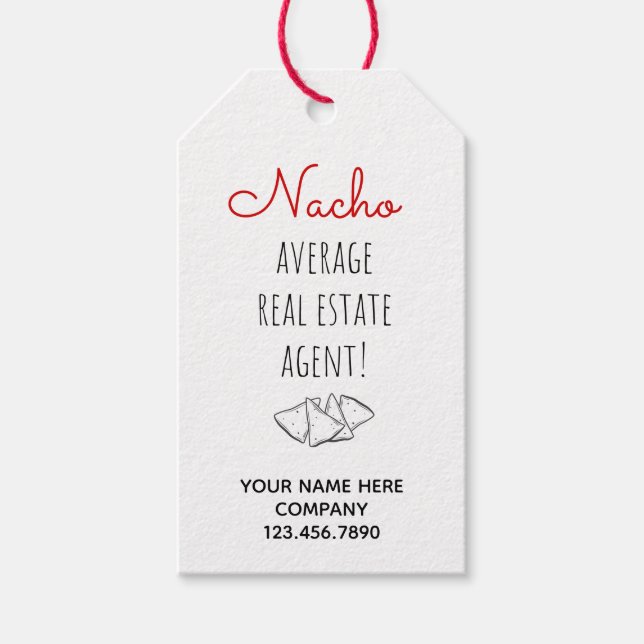 Étiquettes-cadeau Agent immobilier moyen Nacho (Devant)