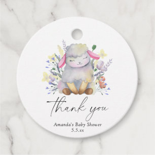 Étiquettes Cadeau Agneau de bébé - Merci
