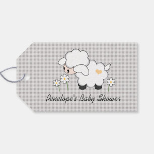 Étiquettes-cadeau Agneau jaune et gris Baby shower Favoriser