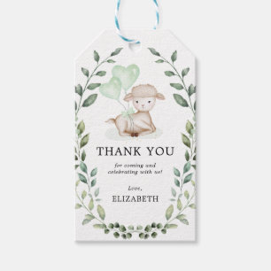 Étiquettes-cadeau Agneau mignon Printemps Baby shower vert Merci