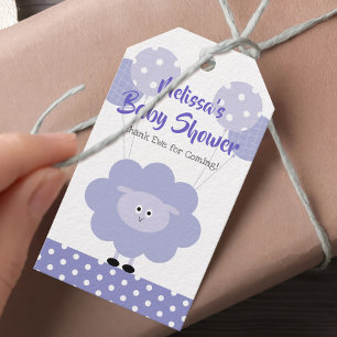 Étiquettes-cadeau Agneau violet Genre Neutre Baby shower mou doux
