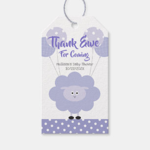 Étiquettes-cadeau Agneau violet Merci bébé Douche moderne mignon dou