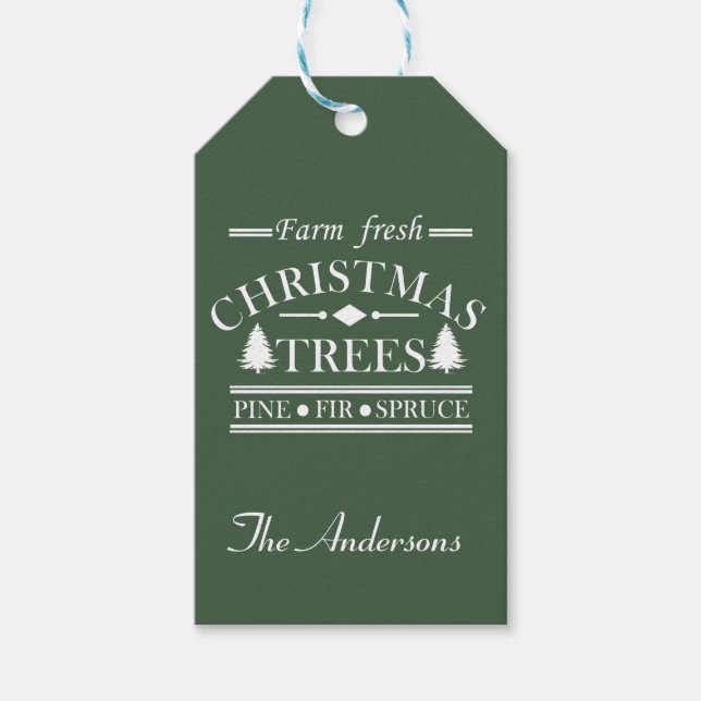 Étiquettes-cadeau Agritourisme Joyeux arbres de Noël (Devant)