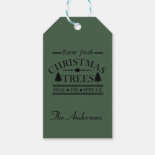 Étiquettes-cadeau Agritourisme Joyeux arbres de Noël (Devant)